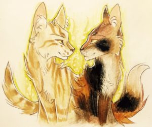 [Brackenfur and Sorreltail walk side-by-side and look into each other's eyes fondly]