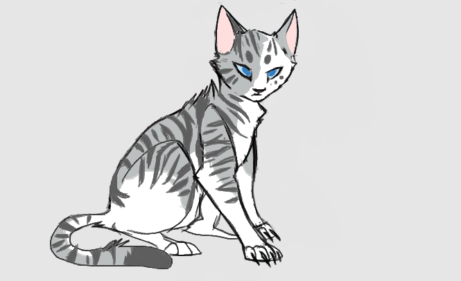 [a design of Ivypool sitting with unsheathed claws]