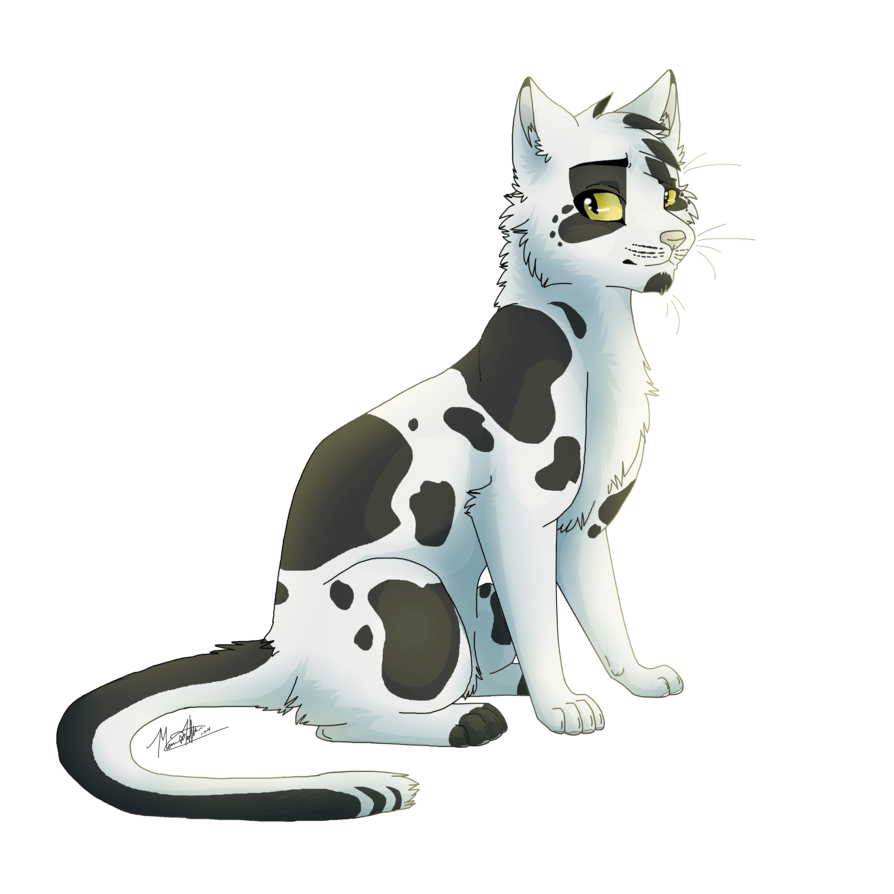 [a full-body design of Swiftpaw sitting towards the right]