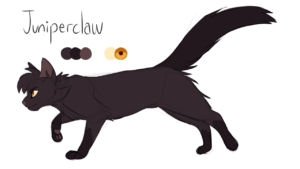 [a full-body design of Juniperclaw walking with his colour palette]