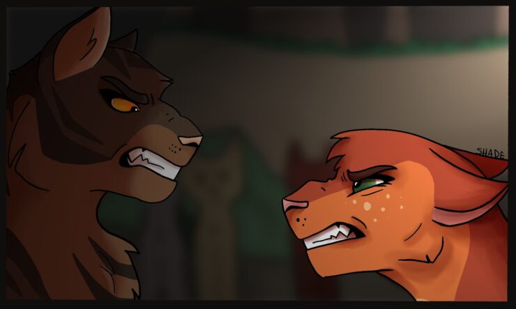 [Bramblestar and Squirrelflight bare their teeth at each other angrily]