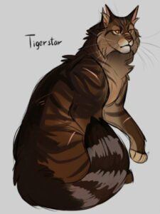 [Tigerstar sitting with his front left paw raised slightly]