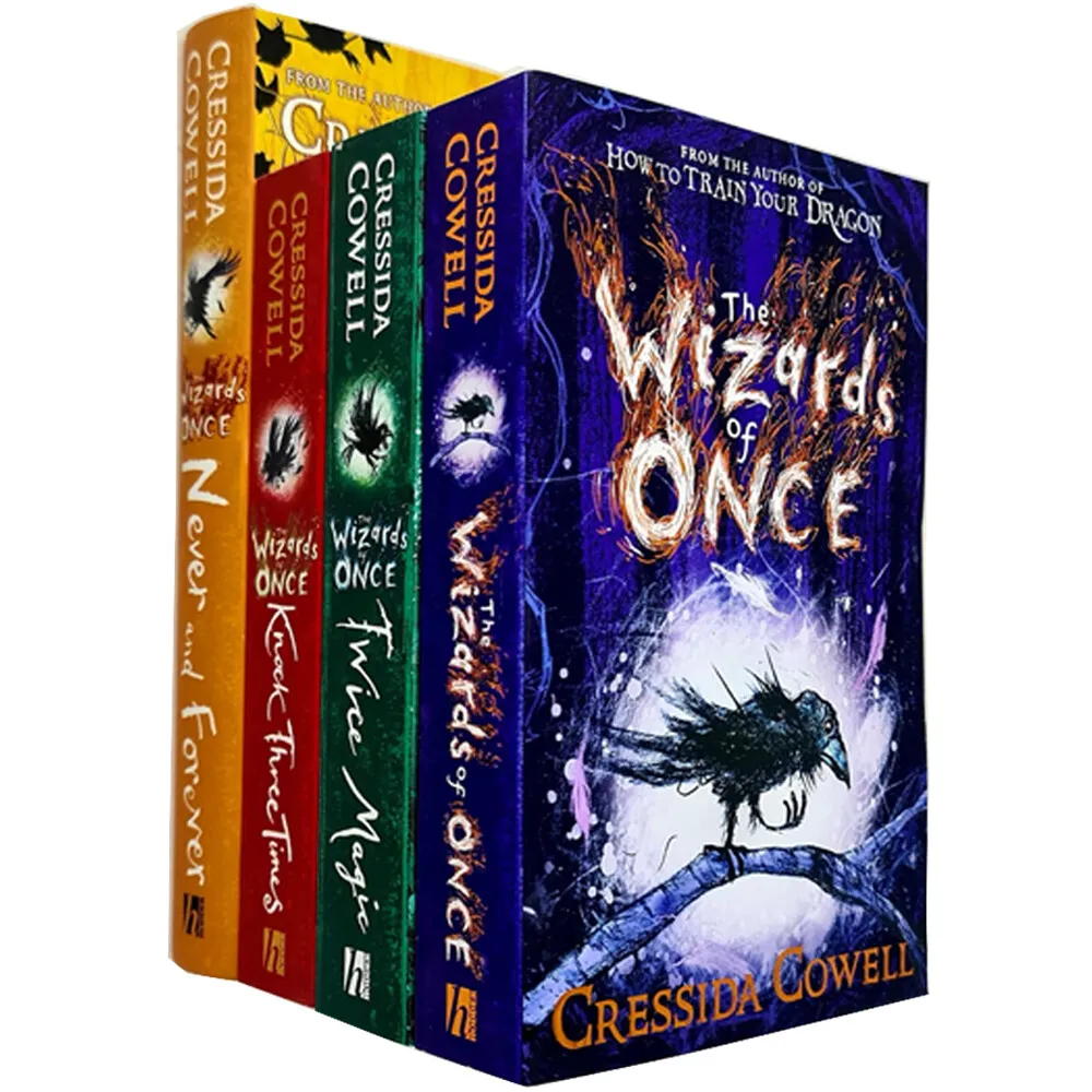 [a set of the first four books in The Wizards of Once book series by Cressida Cowell]