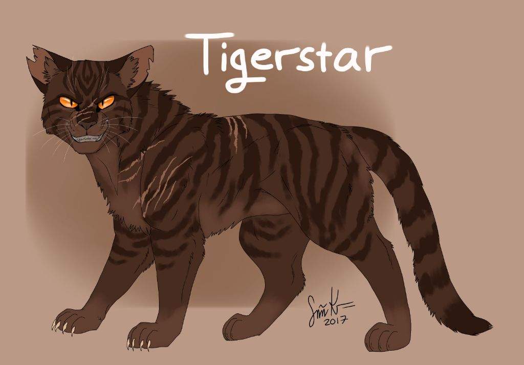 [a full-body design of Tigerclaw/Tigerstar with a menacing expression]